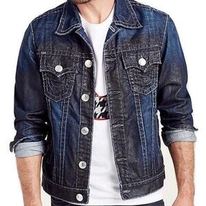 True Religion Brand Jeans Trucker Jacket Hidden Midnight Size L